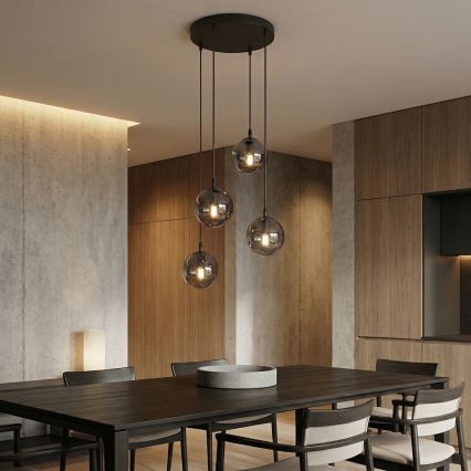 Hängeleuchte COSMO 4xE14/10W/230V d 40 cm schwarz/grau