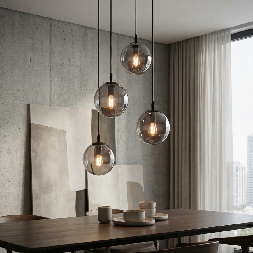 Hängeleuchte COSMO 4xE14/10W/230V d 40 cm schwarz/grau