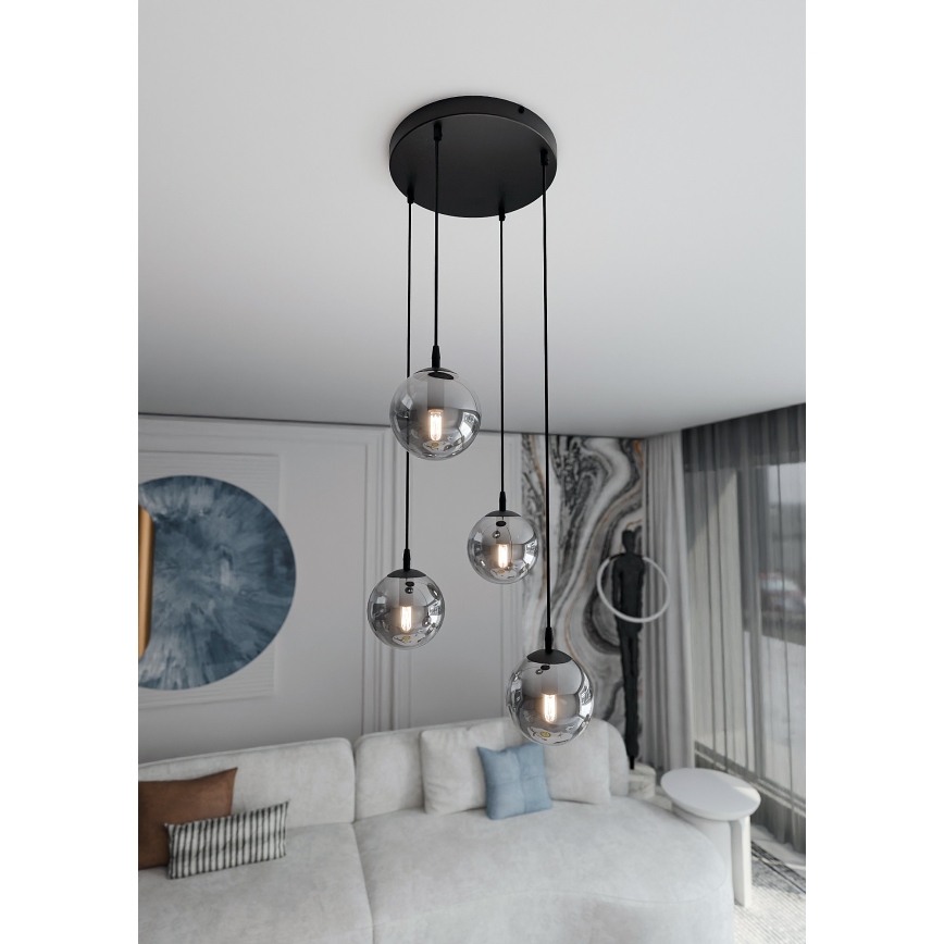 Hängeleuchte COSMO 4xE14/10W/230V d 40 cm schwarz/grau