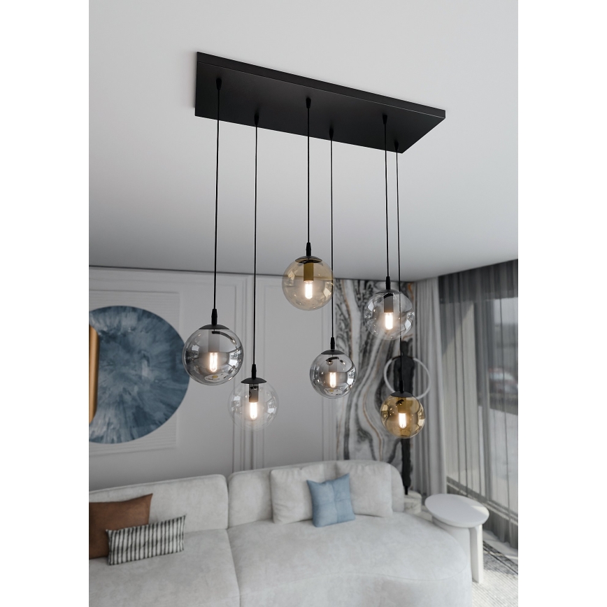 Hängeleuchte COSMO 6xE14/10W/230V schwarz/grau/beige/klar