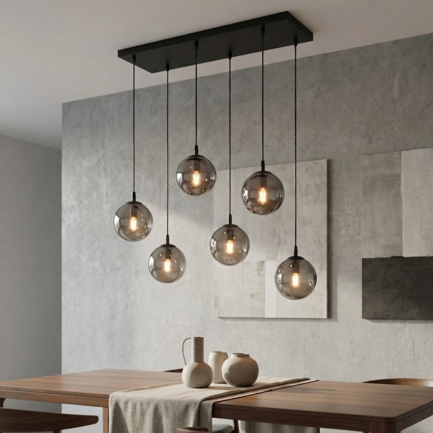 Hängeleuchte COSMO 6xE14/10W/230V schwarz/grau