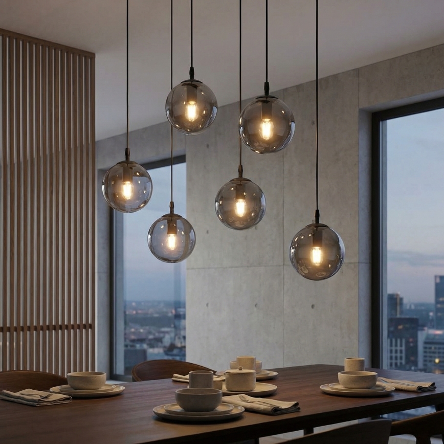 Hängeleuchte COSMO 6xE14/10W/230V schwarz/grau