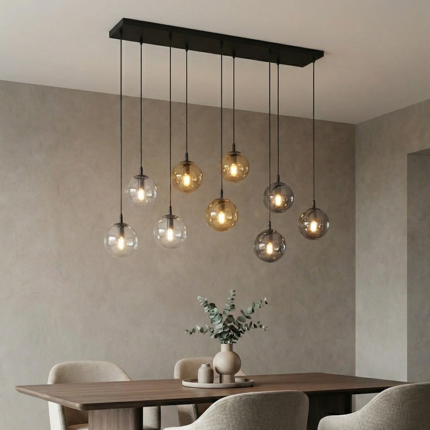 Hängeleuchte COSMO 9xE14/10W/230V schwarz/grau/beige/klar