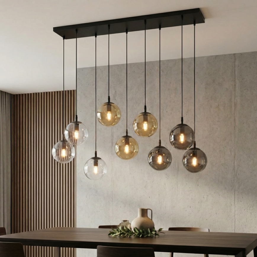 Hängeleuchte COSMO 9xE14/10W/230V schwarz/grau/beige/klar