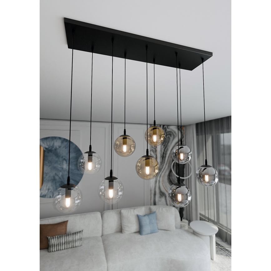 Hängeleuchte COSMO 9xE14/10W/230V schwarz/grau/beige/klar