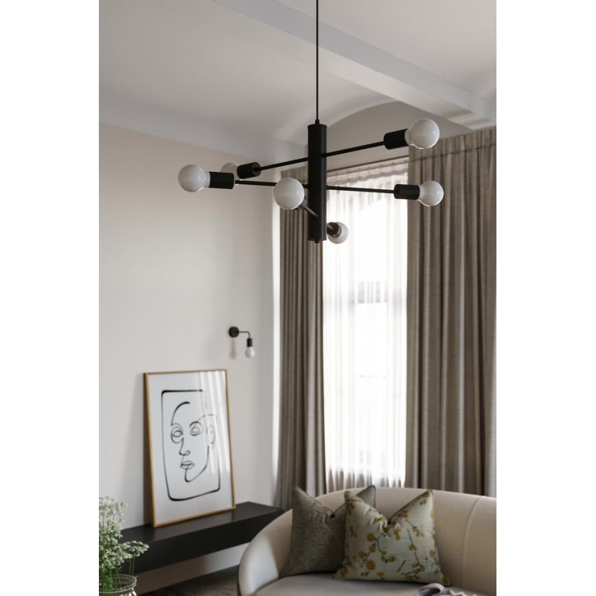Sollux SL.0305 - Hängeleuchte DUOMO 6 6xE27/60W/230V schwarz