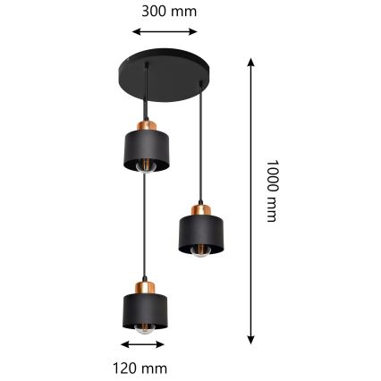 Hängeleuchte EDISON 3xE27/15W/230V