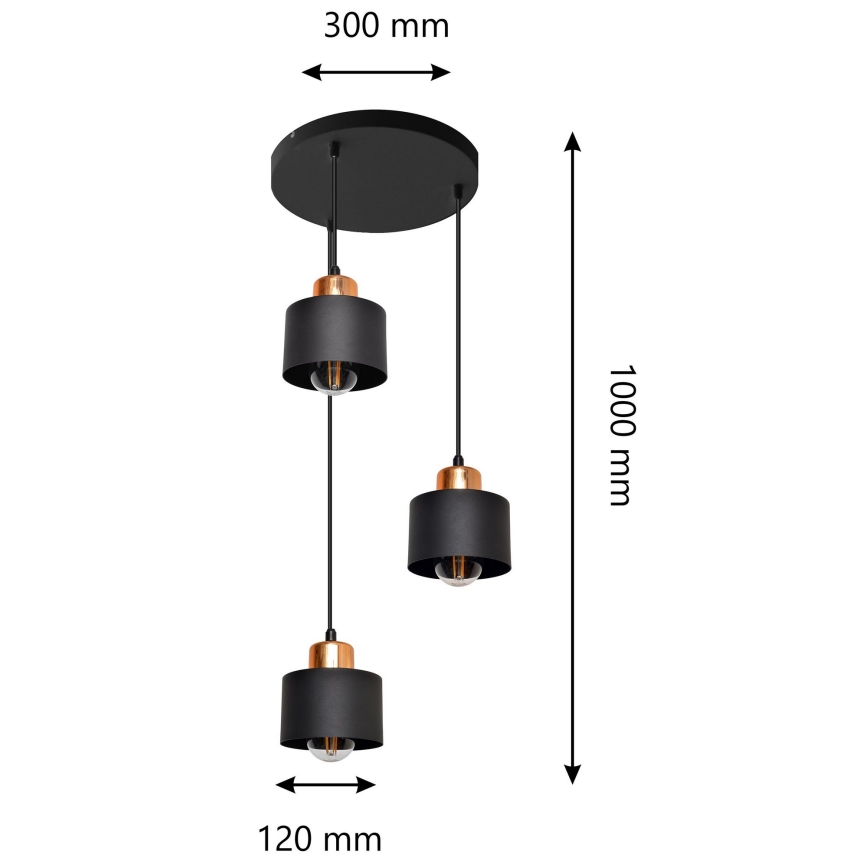 Hängeleuchte EDISON 3xE27/15W/230V
