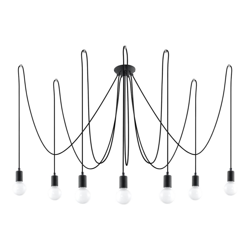 Hängeleuchte EDISON 7 7xE27/60W/230V Spinne schwarz