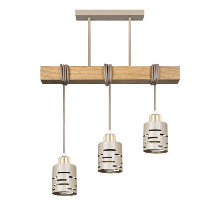 Hängeleuchte ELEN an Kabel, 3xE27/35W/230V, Beige/Gold/Braun