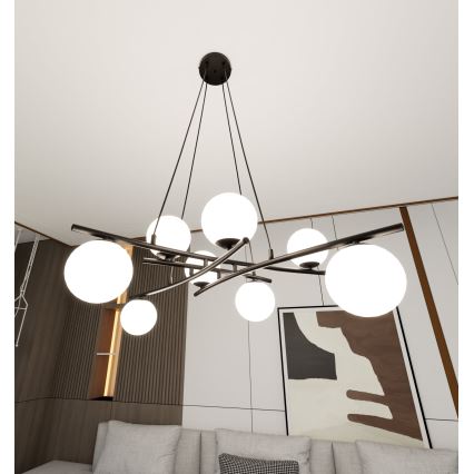 Hängeleuchte ESSA 8xE14/10W/230V schwarz/weiß