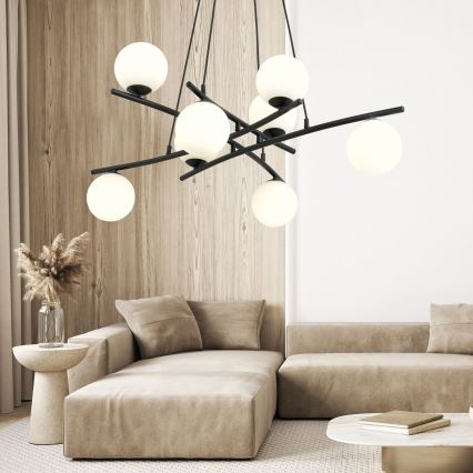 Hängeleuchte ESSA 8xE14/10W/230V schwarz/weiß