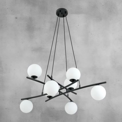 Hängeleuchte ESSA 8xE14/10W/230V schwarz/weiß