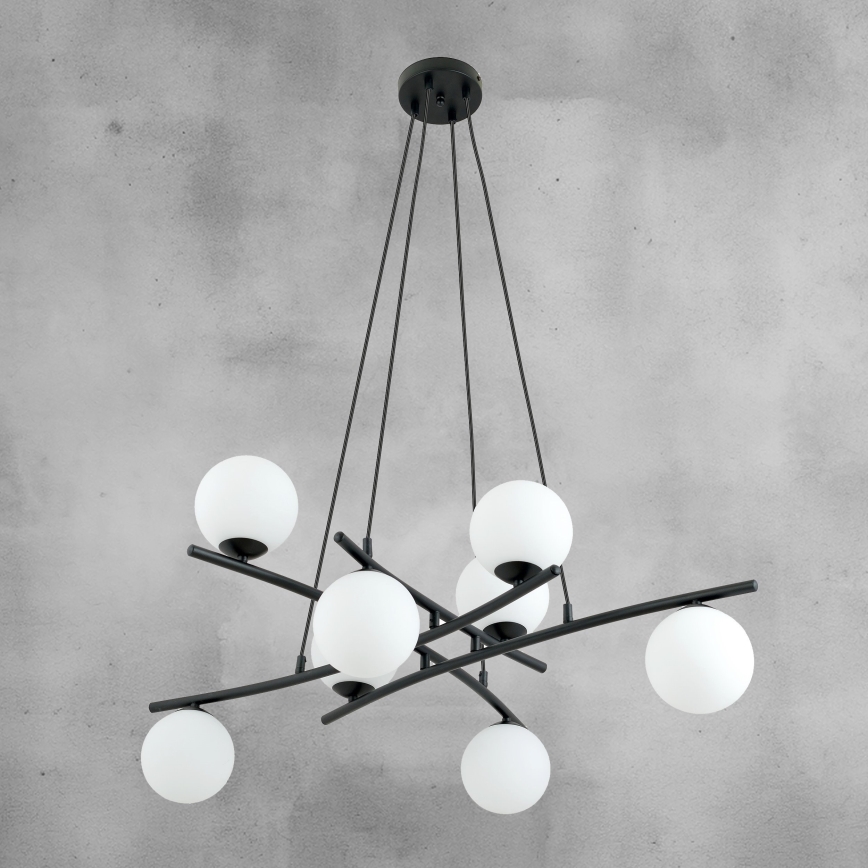 Hängeleuchte ESSA 8xE14/10W/230V schwarz/weiß