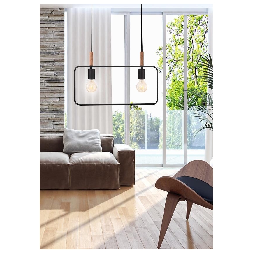 Hängeleuchte FRAME 2xE27/60W/230V schwarz