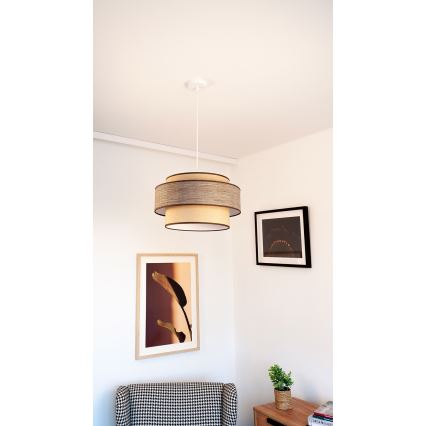 Hängeleuchte GRACE 1xE27/60W/230V d 40 cm beige/braun