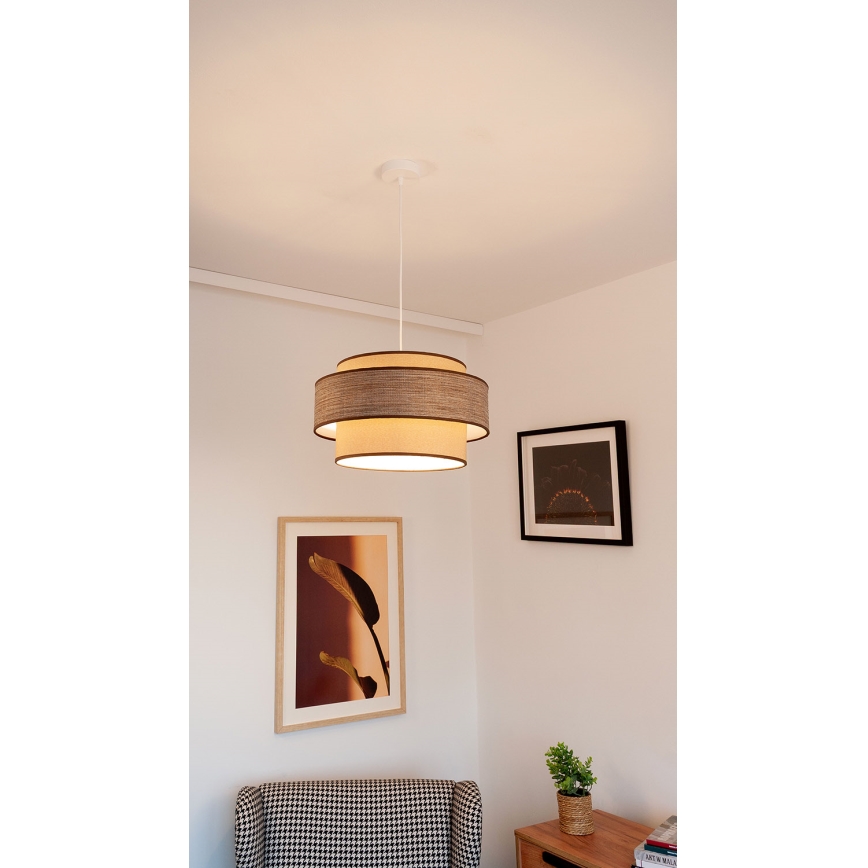 Hängeleuchte GRACE 1xE27/60W/230V d 40 cm beige/braun