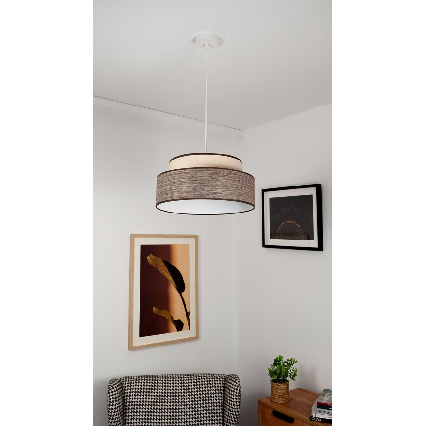 Hängeleuchte GRACE 1xE27/60W/230V d 40 cm cremefarben/braun