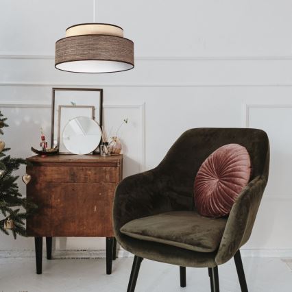 Hängeleuchte GRACE 1xE27/60W/230V d 40 cm cremefarben/braun