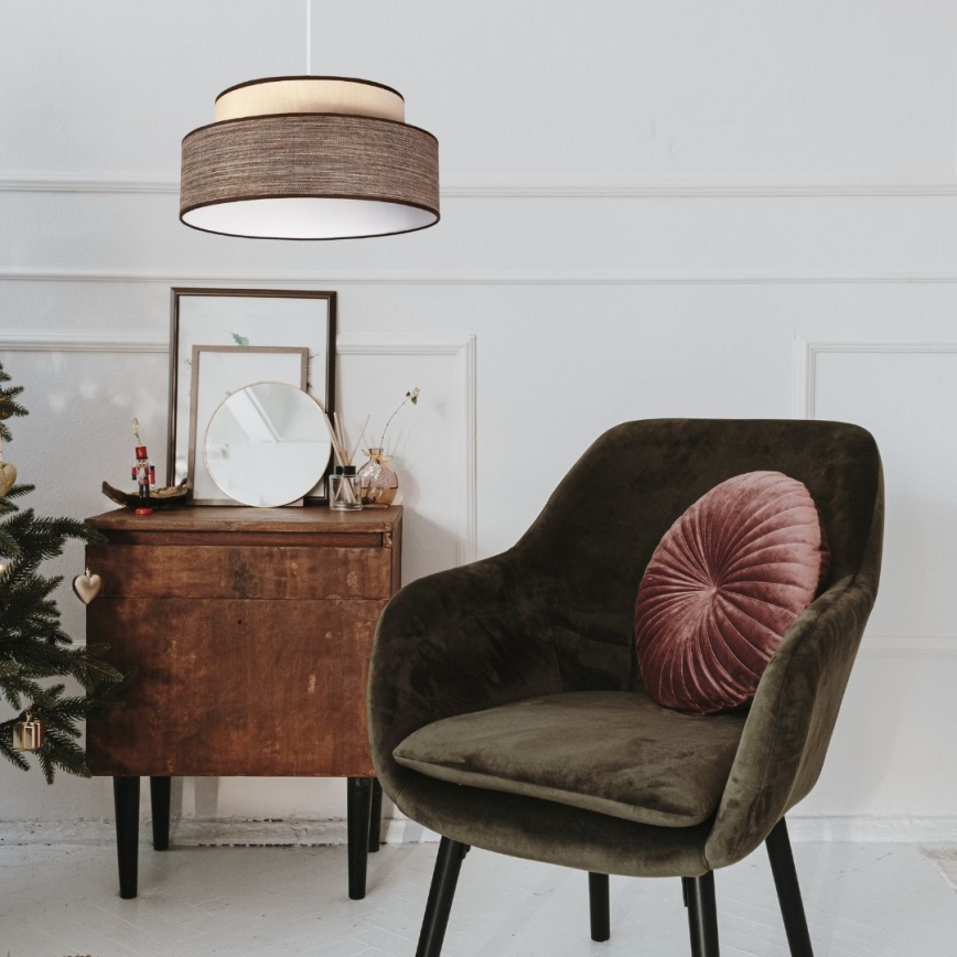 Hängeleuchte GRACE 1xE27/60W/230V d 40 cm cremefarben/braun