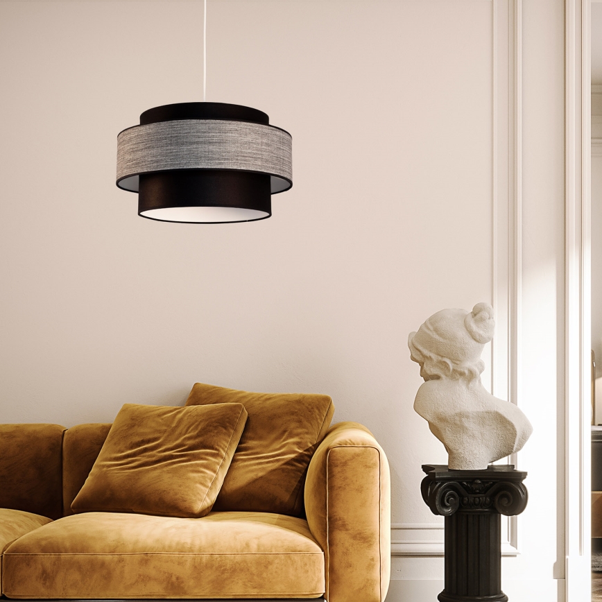 Hängeleuchte GRACE 1xE27/60W/230V d 40 cm schwarz/grau