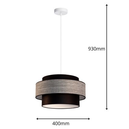 Hängeleuchte GRACE 1xE27/60W/230V d 40 cm schwarz/grau