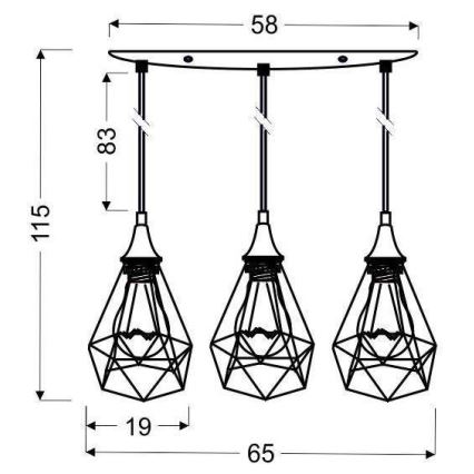 Hängeleuchte GRAF 3xE27/60W/230V