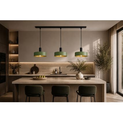 Hängeleuchte HAKI 3xE27/60W/230V grün/schwarz