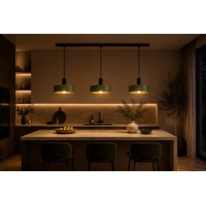 Hängeleuchte HAKI 3xE27/60W/230V grün/schwarz