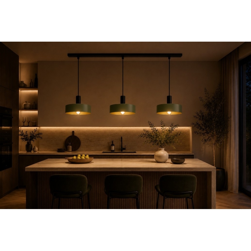 Hängeleuchte HAKI 3xE27/60W/230V grün/schwarz