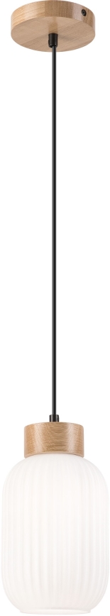 Hängeleuchte HARMONY 1xE27/15W/230V d 14 cm weiß/Eiche