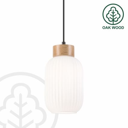Hängeleuchte HARMONY 1xE27/15W/230V d 14 cm weiß/Eiche