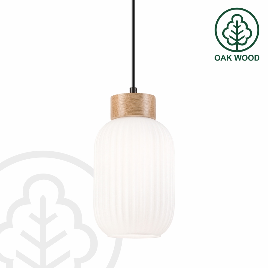 Hängeleuchte HARMONY 1xE27/15W/230V d 14 cm weiß/Eiche