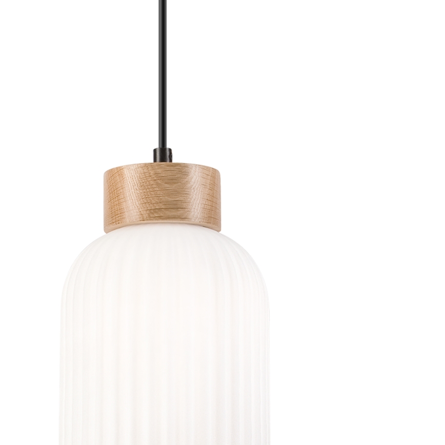 Hängeleuchte HARMONY 1xE27/15W/230V d 14 cm weiß/Eiche