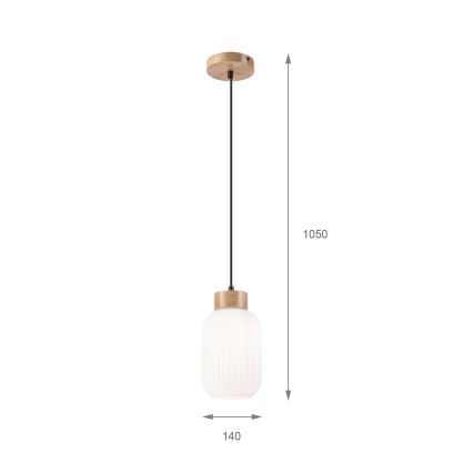 Hängeleuchte HARMONY 1xE27/15W/230V d 14 cm weiß/Eiche