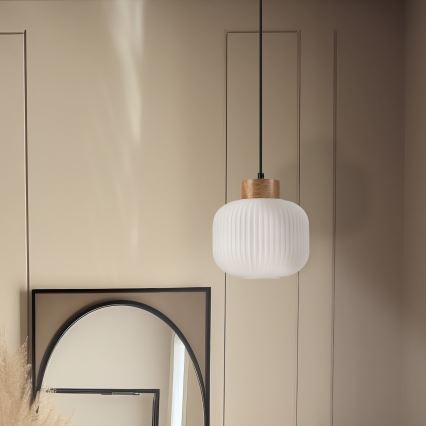 Hängeleuchte HARMONY 1xE27/15W/230V d 20 cm weiß/Eiche
