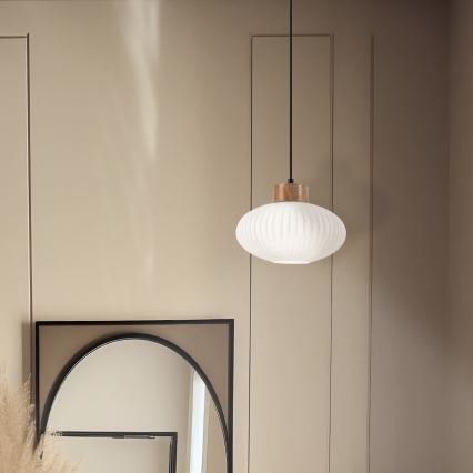 Hängeleuchte HARMONY 1xE27/15W/230V d 25 cm weiß/Eiche