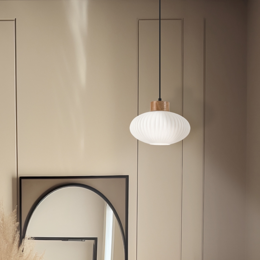 Hängeleuchte HARMONY 1xE27/15W/230V d 25 cm weiß/Eiche