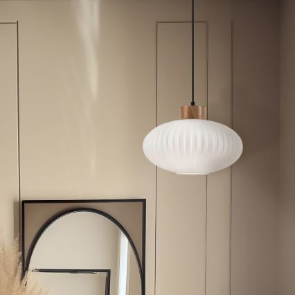 Hängeleuchte HARMONY 1xE27/15W/230V d 30 cm weiß/Eiche