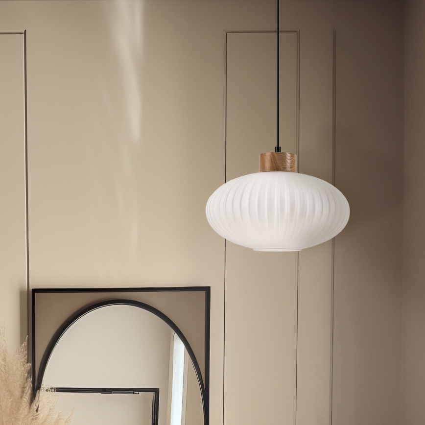 Hängeleuchte HARMONY 1xE27/15W/230V d 30 cm weiß/Eiche