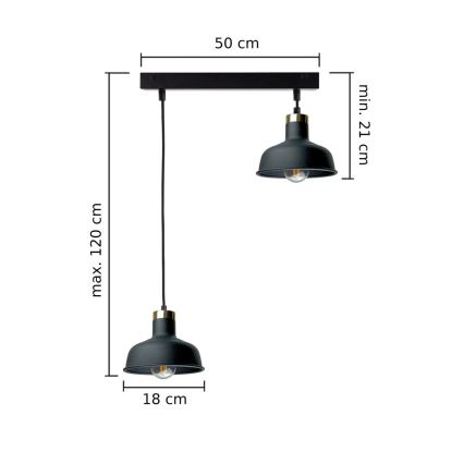 Hängeleuchte HEBE 2xE27/60W/230V schwarz