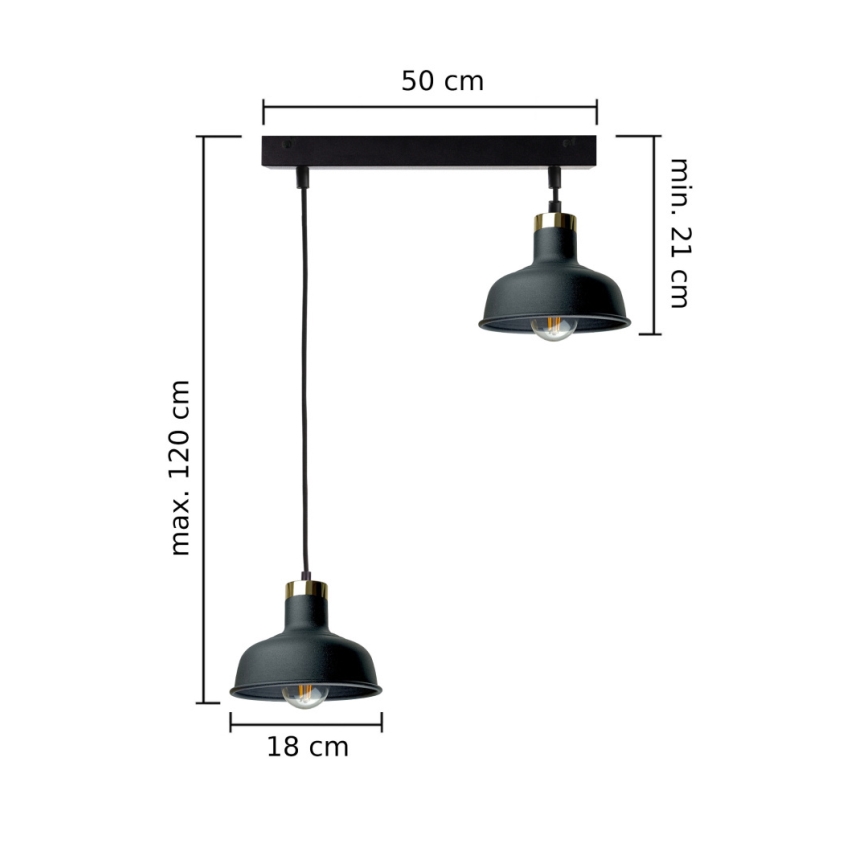 Hängeleuchte HEBE 2xE27/60W/230V schwarz