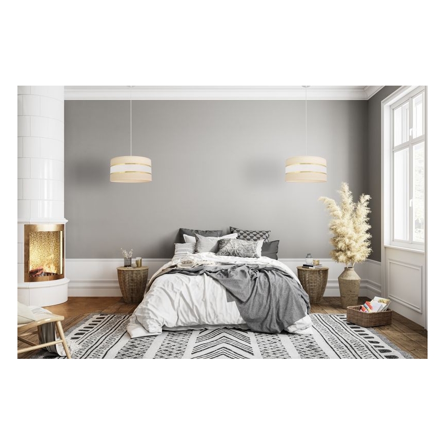 Hängeleuchte HELEN 1xE27/15W/230V Durchschn. 40 cm Cremefarbe/gold