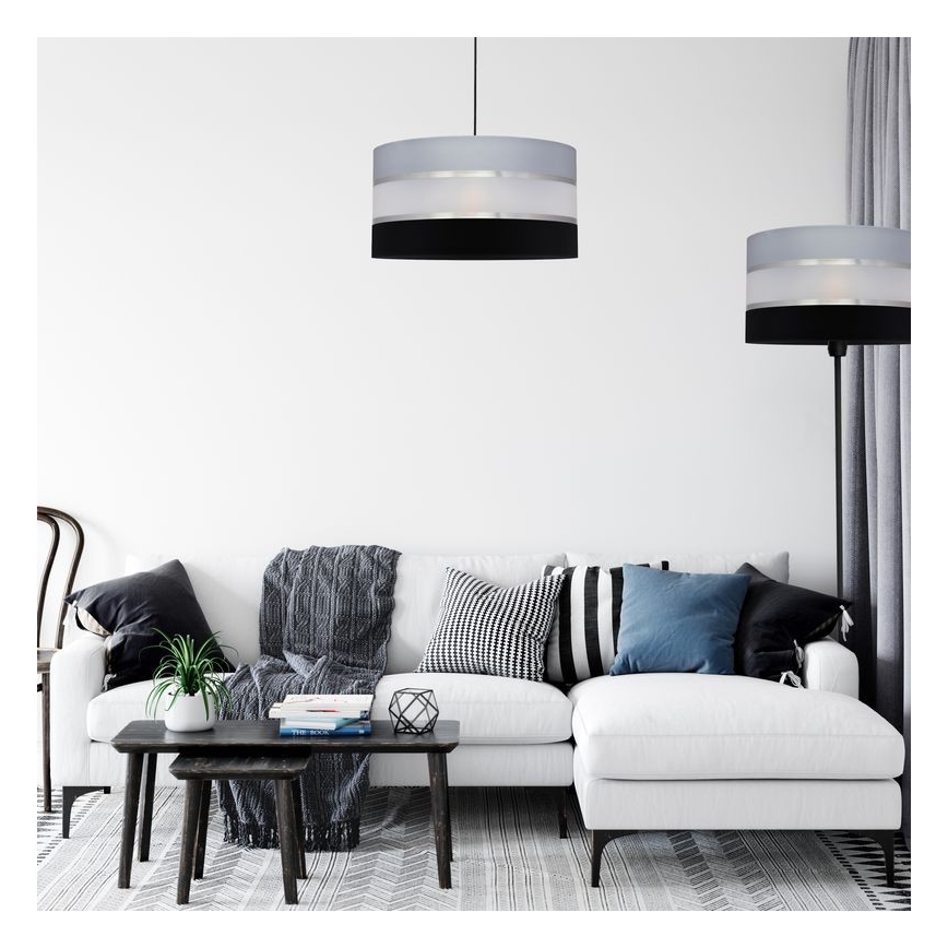 Hängeleuchte HELEN 1xE27/15W/230V Durchschn. 40 cm schwarz/grau/silber