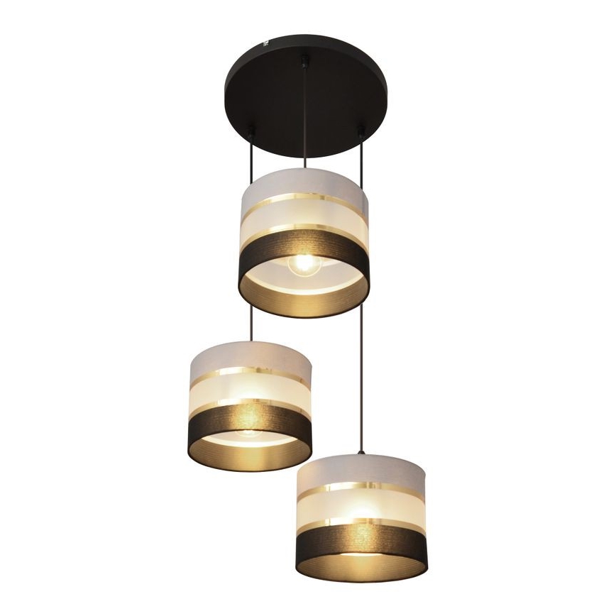 Hängeleuchte HELEN 3xE27/15W/230V schwarz/grau/gold