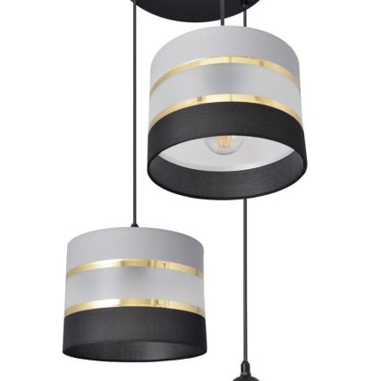 Hängeleuchte HELEN 3xE27/15W/230V schwarz/grau/gold