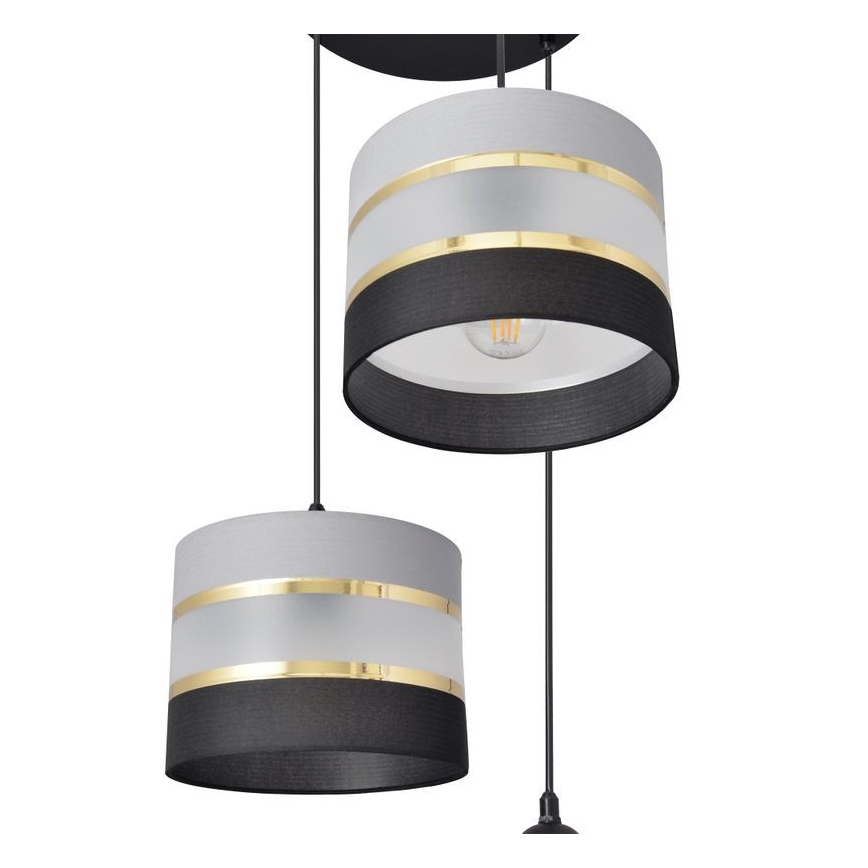 Hängeleuchte HELEN 3xE27/15W/230V schwarz/grau/gold