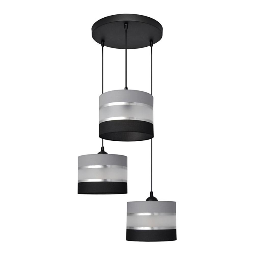 Hängeleuchte HELEN 3xE27/15W/230V schwarz/grau/silber