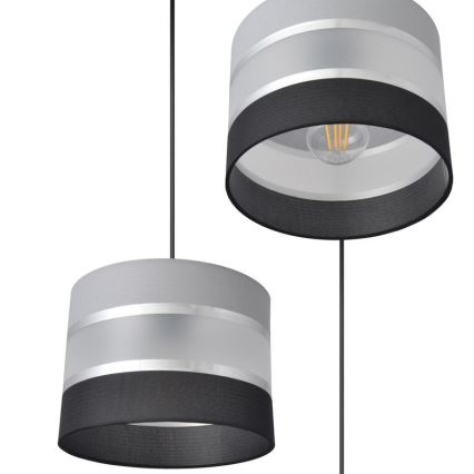 Hängeleuchte HELEN 3xE27/15W/230V schwarz/grau/silber