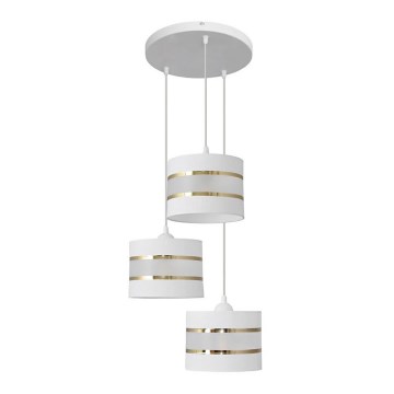 Hängeleuchte HELEN 3xE27/15W/230V weiß/gold